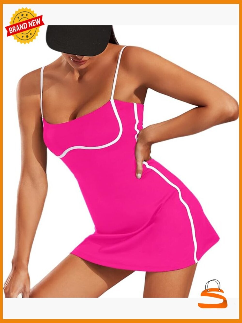 Womens Built-in Bra Tennis Dress with Shorts Pockets Sleeveless Golf Activewear